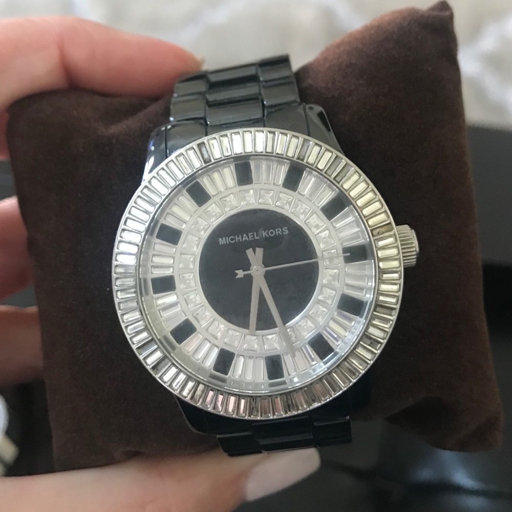 Michael Kors Baguette Crystal Black Ceramic Watch